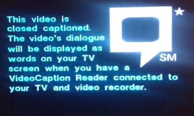 Screen shot of the Video Caption Reader logo explaining captions will appear if a decoder is connected to your TV and video recorder.