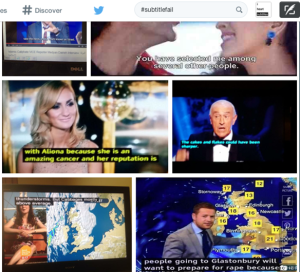 Screenshot of Twitter Image search results of #subtitlefail
